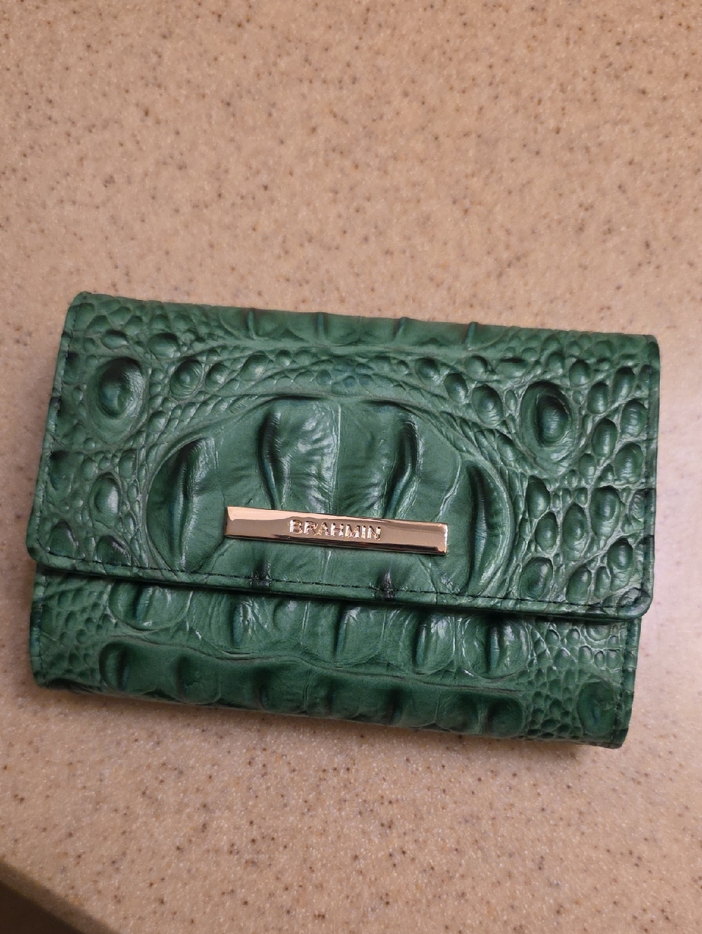 Brahmin Emerald Croc-Embossed Leather Card Wallet
